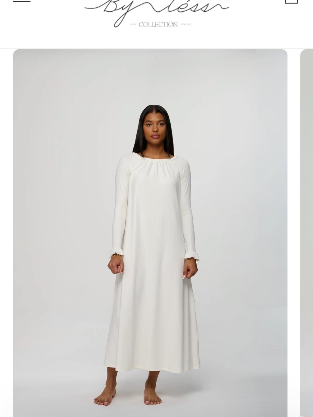 By Nessa White Long-Sleeve Maxi Dress